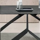 Table fixe 210 x 110 cm avec plateau en verre cannelé et piètement en métal - Adriano Viadurini