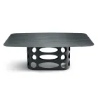 Table fixe 210 x 110 cm avec plateau en verre cannelé, fabriquée en Italie - Tano Viadurini