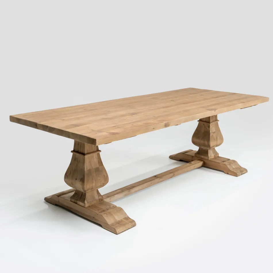 Table fixe 240x100 cm en pin naturel vieilli - Africo Viadurini