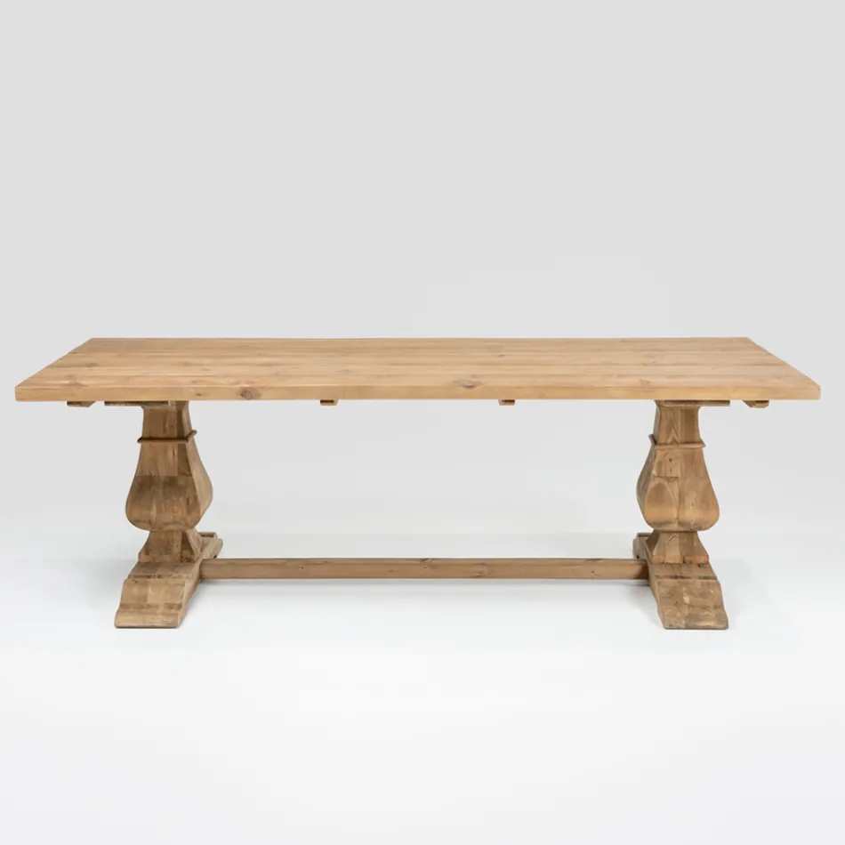 Table fixe 240x100 cm en pin naturel vieilli - Africo Viadurini