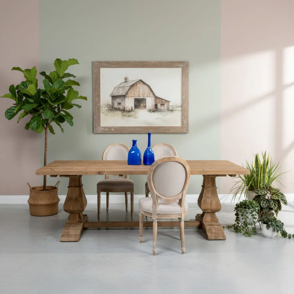 Table fixe 240x100 cm en pin naturel vieilli - Africo Viadurini