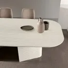 Table fixe 240 x 120 cm en verre côtelé ou peint, fabriquée en Italie - Varo Viadurini