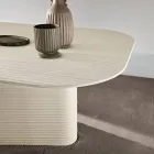 Table fixe 240 x 120 cm en verre côtelé ou peint, fabriquée en Italie - Varo Viadurini