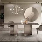 Table fixe 240 x 120 cm en verre côtelé transparent, fabriquée en Italie - Varo Viadurini