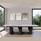 Table fixe 300x120 cm en métal et plateau en pierre frittée - Valmira Viadurini
