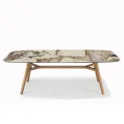 Table fixe en forme de tonneau avec base en frêne noyer Canaletto fabriquée en Italie - Nord Viadurini