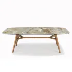 Table fixe en forme de tonneau avec base en frêne noyer Canaletto fabriquée en Italie - Nord Viadurini