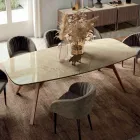 Table fixe en forme de tonneau avec base en frêne noyer Canaletto fabriquée en Italie - Nord Viadurini