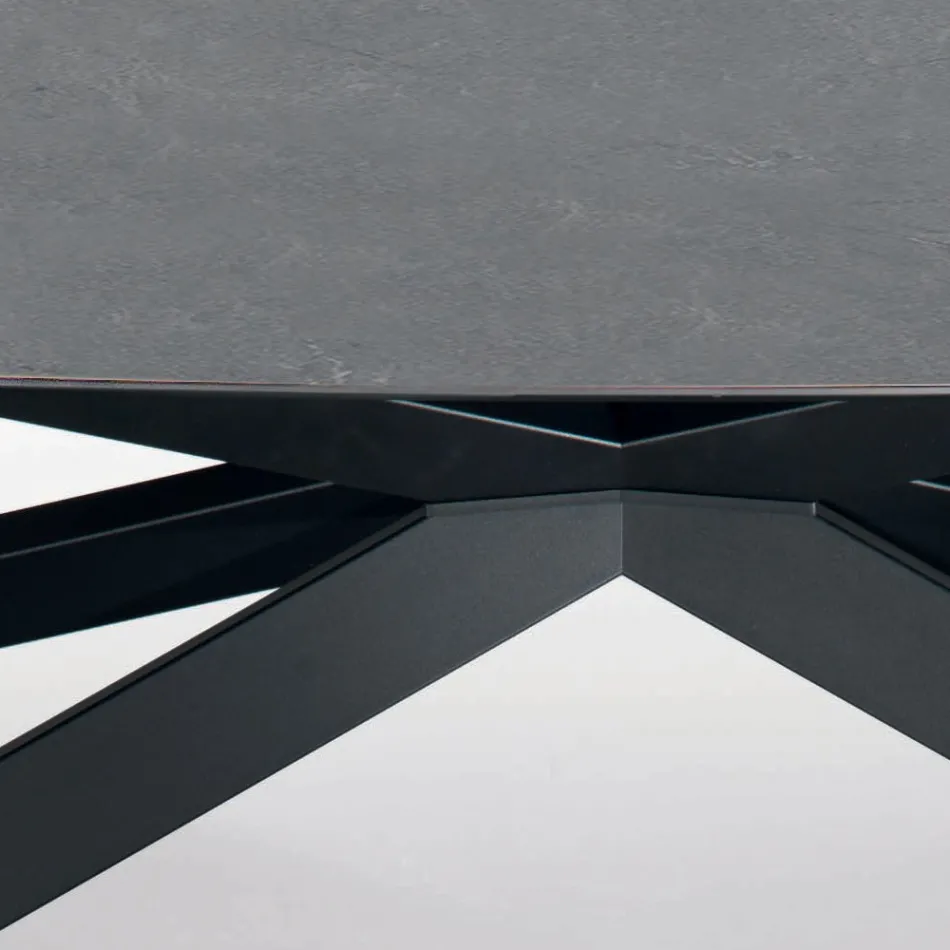 Table fixe en forme de tonneau avec plateau en stratifié et acier fabriquée en Italie - Grotta Viadurini