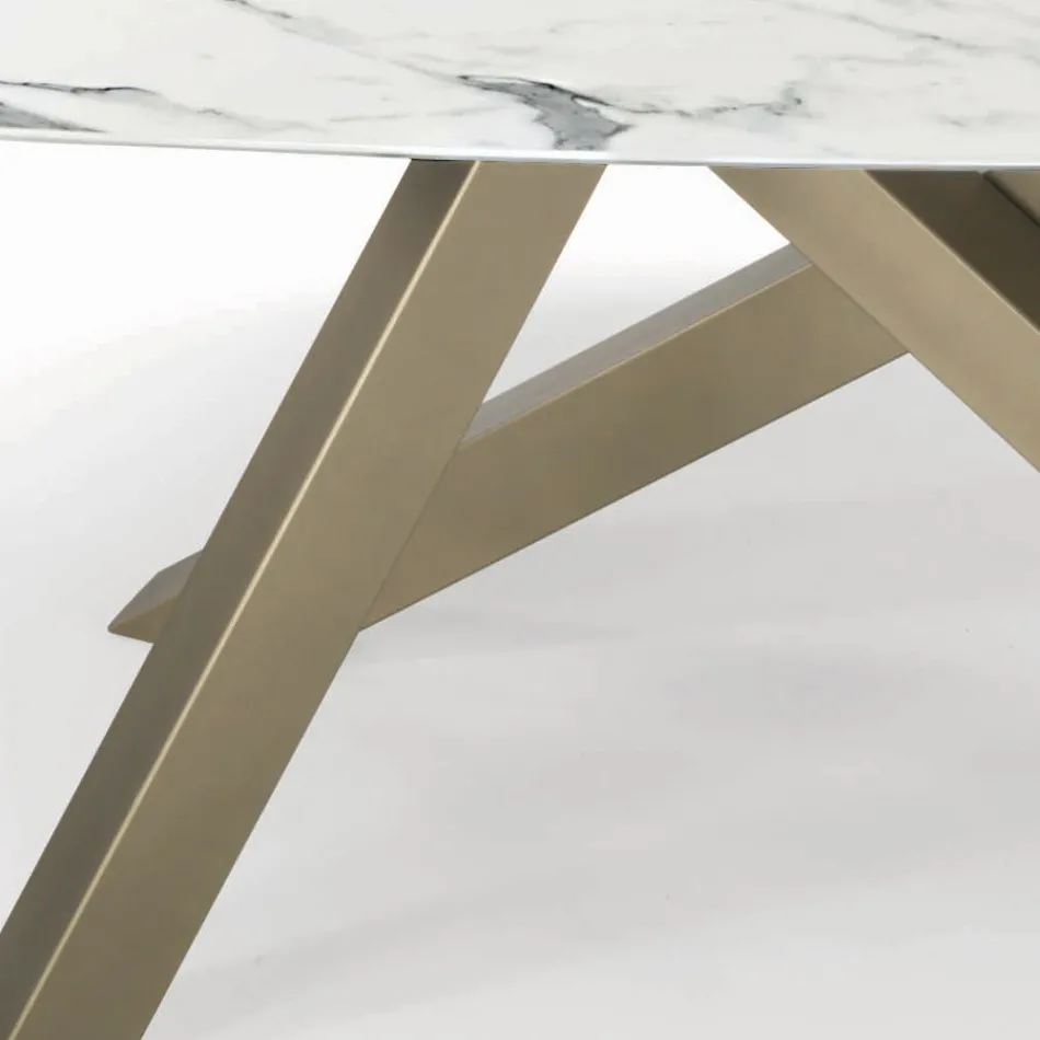 Table tonneau fixe avec plateau en stratifié fabriquée en Italie - Settimmio Viadurini