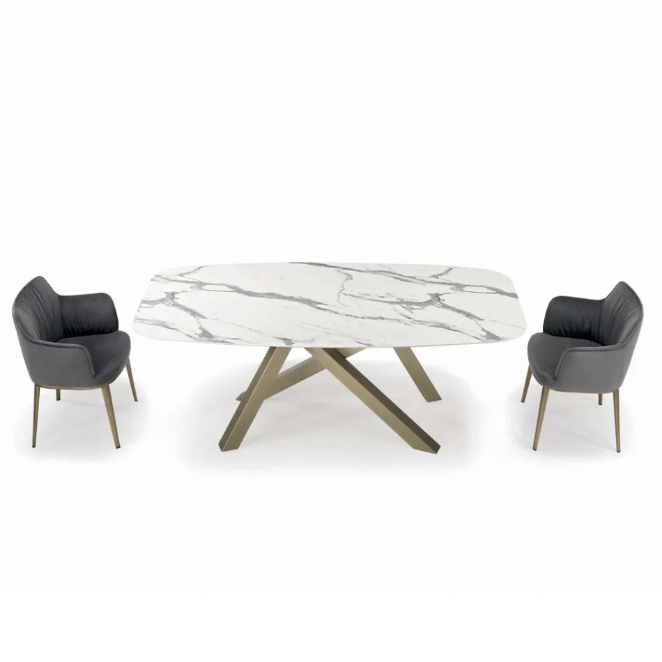 Table tonneau fixe avec plateau en stratifié fabriquée en Italie - Settimmio Viadurini