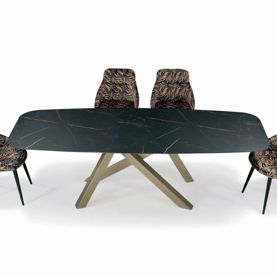 Table tonneau fixe avec plateau en stratifié fabriquée en Italie - Settimmio Viadurini