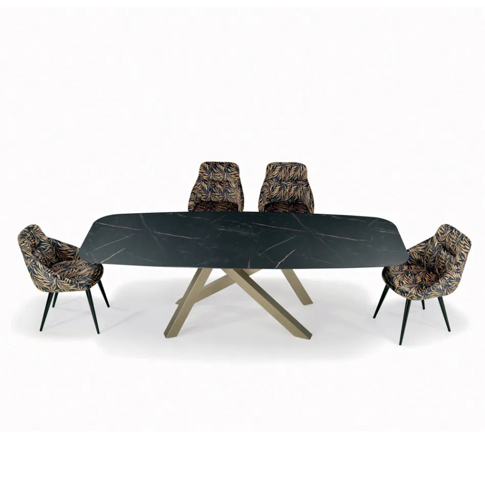 Table tonneau fixe avec plateau en stratifié fabriquée en Italie - Settimmio Viadurini