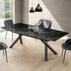 Table tonneau fixe en laminé noir Calacatta brillant - Dialogo Viadurini
