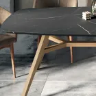Table fixe en forme de tonneau en stratifié et bois de frêne fabriquée en Italie - Nord Viadurini
