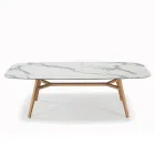 Table fixe en forme de tonneau en stratifié et bois de frêne fabriquée en Italie - Nord Viadurini