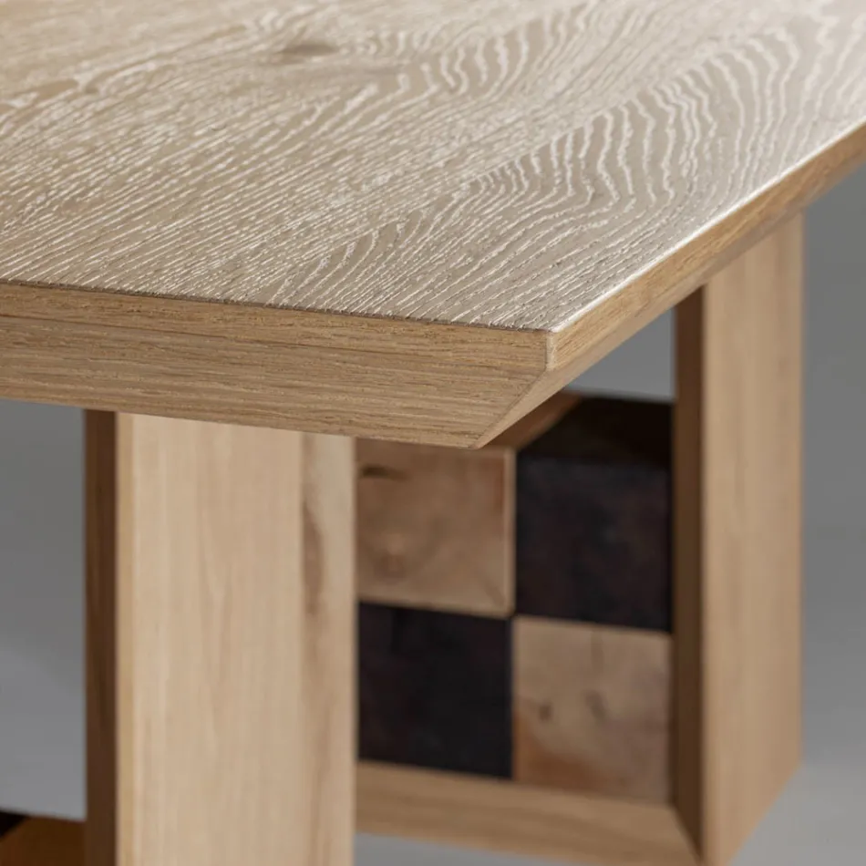 Table Fixe avec Base avec Carrés Décoratifs Fabriquée en Italie - Maugrim Viadurini