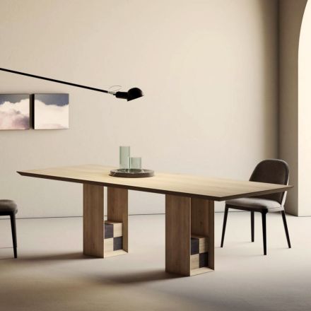 Table Fixe avec Base avec Carrés Décoratifs Fabriquée en Italie - Maugrim Viadurini
