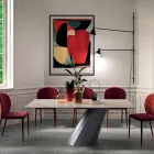 Table Fixe avec Base en Acier et Plateau en Céramique Made in Italy - Pantalon Viadurini