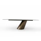 Table Fixe avec Base en Acier et Plateau en Céramique Made in Italy - Pantalon Viadurini