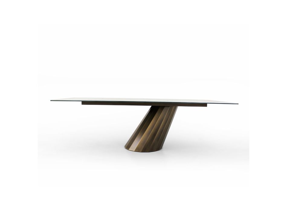 Table Fixe avec Base en Acier et Plateau en Céramique Made in Italy - Pantalon Viadurini