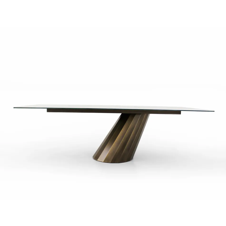 Table Fixe avec Base en Acier et Plateau en Céramique Made in Italy - Pantalon Viadurini