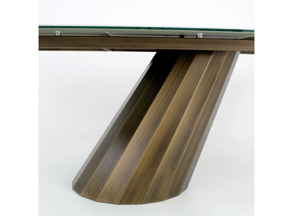 Table Fixe avec Base en Acier et Plateau en Céramique Made in Italy - Pantalon Viadurini