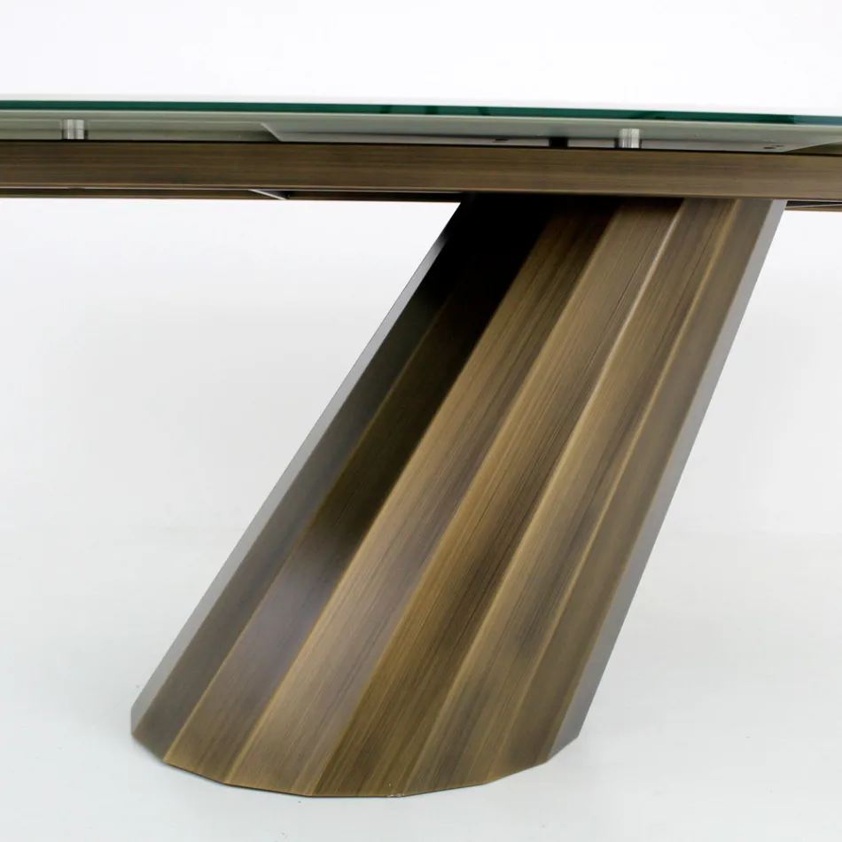 Table Fixe avec Base en Acier et Plateau en Céramique Made in Italy - Pantalon Viadurini