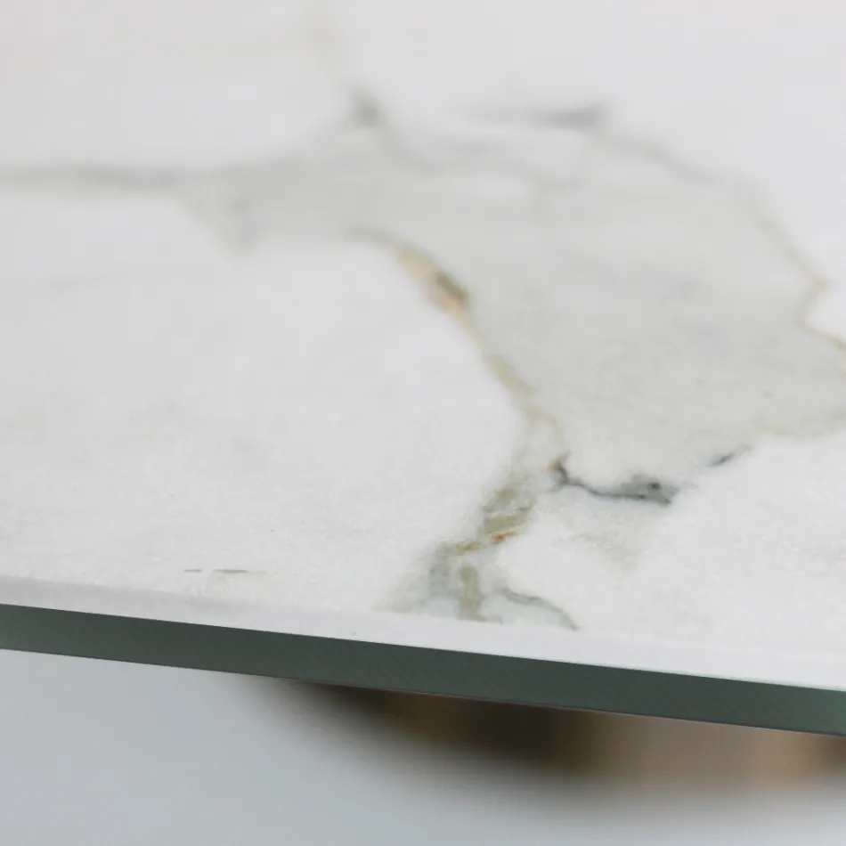 Table Fixe avec Base en Acier et Plateau en Céramique Made in Italy - Pantalon Viadurini