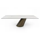 Table Fixe avec Base en Acier et Plateau en Céramique Made in Italy - Pantalon Viadurini