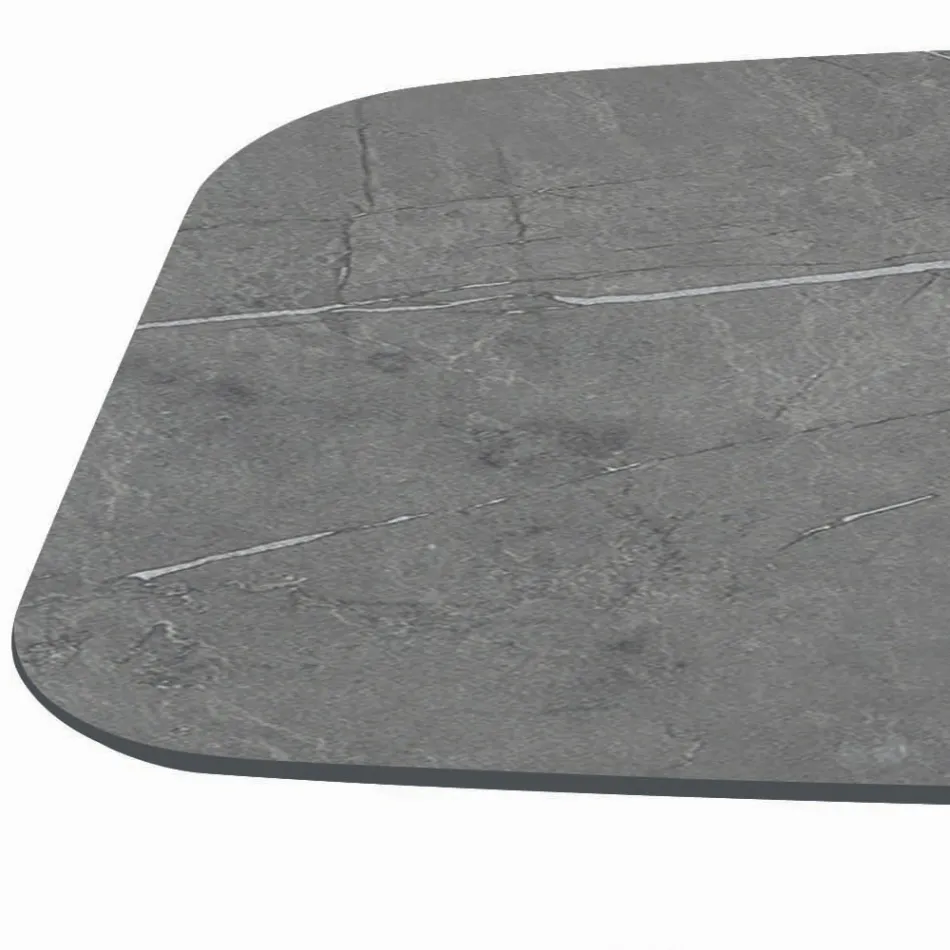 Table Fixe avec Base en Acier Noir et Plateau en Stratifié Fabriquée en Italie - Verres Viadurini