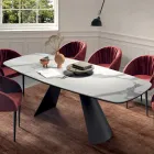 Table Fixe avec Base en Acier Noir et Plateau en Stratifié Fabriquée en Italie - Verres Viadurini