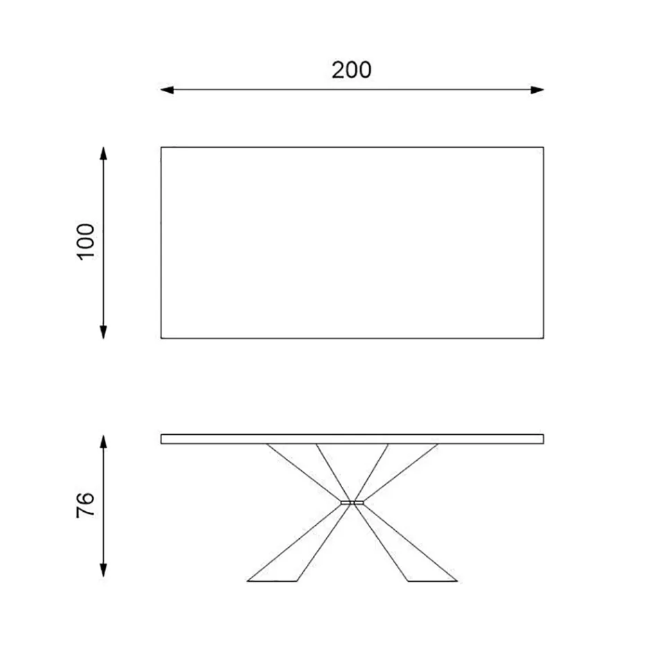 Table Fixe avec Base en Métal et Plateau en Chêne Plaqué - Marine Viadurini