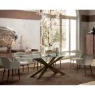 Table Fixe avec Bord Inversé en Verre Extra-clair et Acier Fabriquée en Italie - Grotta Viadurini