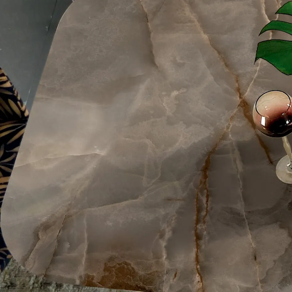 Table Fixe avec Plateau en Forme de Tonneau en Céramique Made in Italy - Settimmio Viadurini