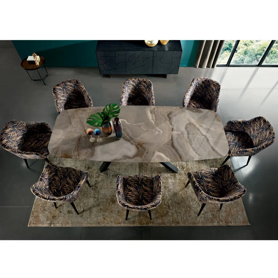 Table Fixe avec Plateau en Forme de Tonneau en Céramique Made in Italy - Settimmio Viadurini