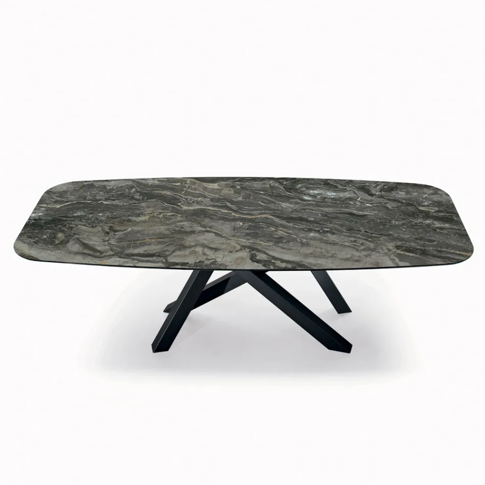 Table Fixe avec Plateau en Forme de Tonneau en Céramique Made in Italy - Settimmio Viadurini