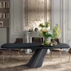 Table Fixe avec Plateau en Stratifié en Forme de Tonneau Made in Italy - Pantalon Viadurini