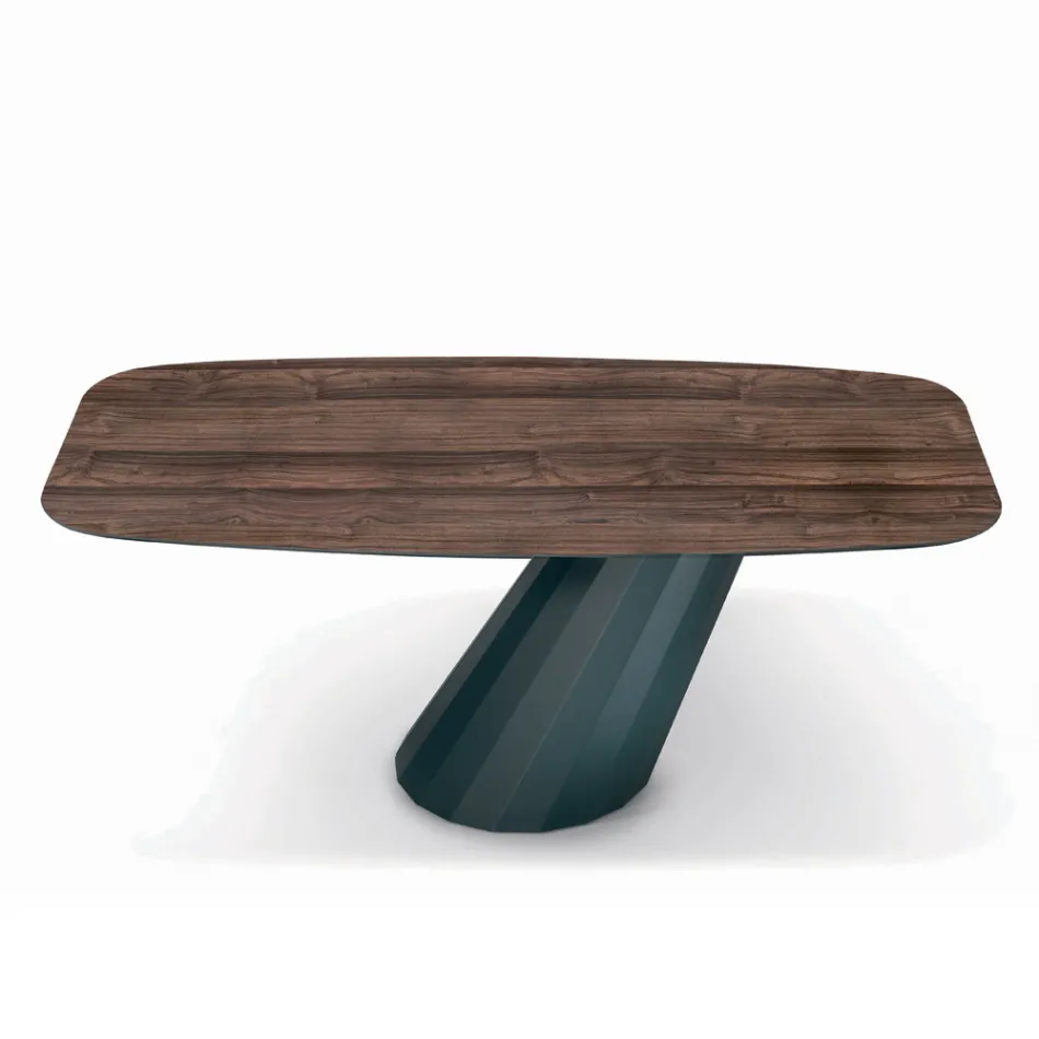 Table Fixe avec Plateau en Stratifié en Forme de Tonneau Made in Italy - Pantalon Viadurini