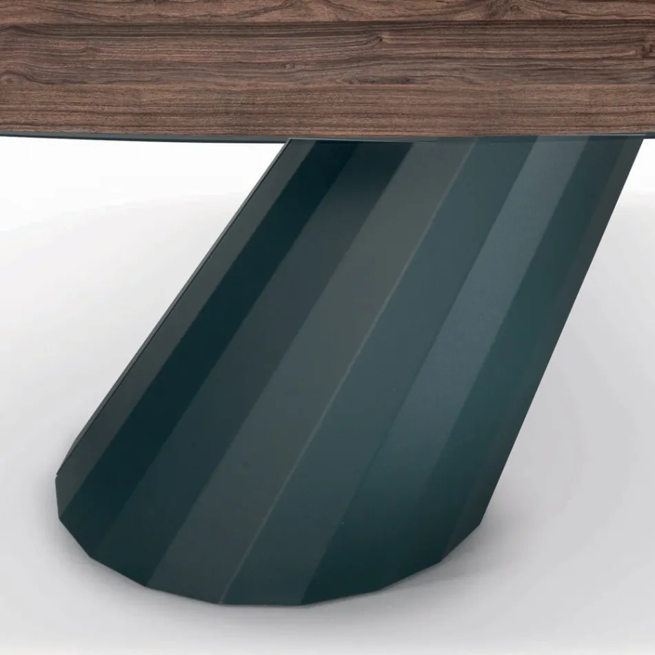 Table Fixe avec Plateau en Stratifié en Forme de Tonneau Made in Italy - Pantalon Viadurini