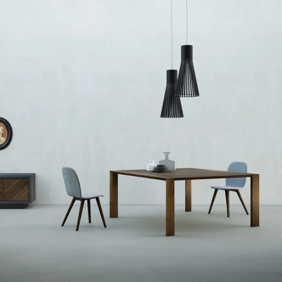 Table Fixe avec Plateau Biseauté en Noyer Canaletto Fabriquée en Italie - Caspian Viadurini