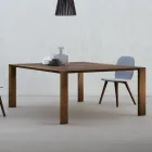 Table Fixe avec Plateau Biseauté en Noyer Canaletto Fabriquée en Italie - Caspian Viadurini
