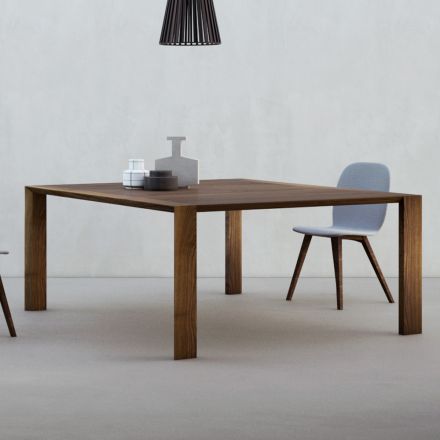 Table Fixe avec Plateau Biseauté en Noyer Canaletto Fabriquée en Italie - Caspian Viadurini