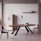 Table fixe avec plateau elliptique et bord biseauté fabriquée en Italie - Tirian Viadurini