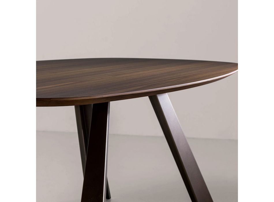 Table fixe avec plateau elliptique et bord biseauté fabriquée en Italie - Tirian Viadurini