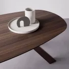 Table fixe avec plateau elliptique et bord biseauté fabriquée en Italie - Tirian Viadurini