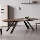 Table fixe avec plateau elliptique et bord biseauté fabriquée en Italie - Tirian Viadurini