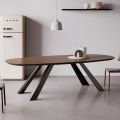 Table fixe avec plateau elliptique et bord biseauté fabriquée en Italie - Tirian