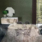 Table Fixe avec Plateau en Céramique et Base en Acier Fabriquée en Italie - Ezzellino Viadurini