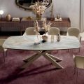 Table Fixe avec Plateau en Céramique Onyx Argent Poli Fabriquée en Italie - Grotta